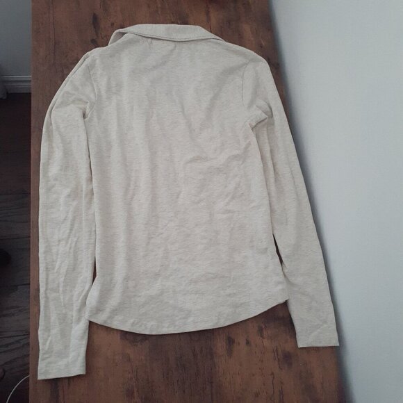 Frank & Oak Women's Size XS Oatmeal Long Sleeve Jersey Button Up Cotton Shirt - Picture 8 of 12